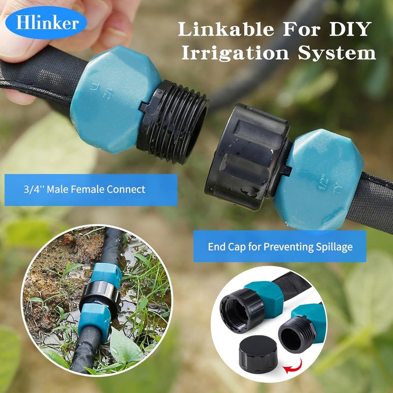 Hlinker Flat Soaker Hose 50 200 FT for Garden Beds, 200FT 1/2" Linkable Consistent Drip Irrigation Hose Save 80% Water, Leakproof Heavy Duty Double Layer Sprinkler Hose - Image 2